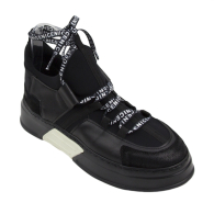 Women's high-top sneakers in black color with laces 3078BLACK