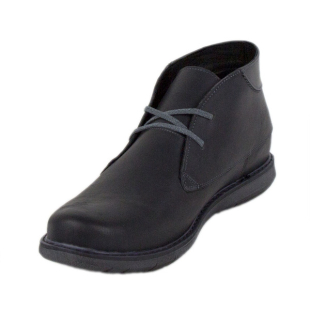 Men's black leather boots with warm lining 20554