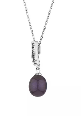 Women's Silver Necklace with Black Pearl LA6022NB