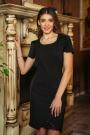 Evening black dress with buttons and lace Avangard