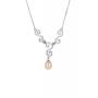 Silver necklace with natural white pearls and zircons IP1199W Swan