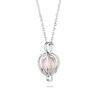 Silver pendant necklace with natural white pearl LA072NW Swan