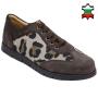 Women's leather nubuck shoes with leopard print suede