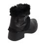 Women's black leather boots with rabbit fur collar 32781