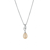 Colie din argint cu perla naturala alba si zirconii CAA062N Swan
