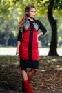 Dress with front made of different colours with high collar Avangard