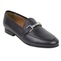 Women's moccasins elegant model low heel in black color with buckle HARMONY11GREYL